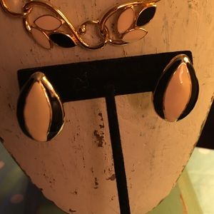 Black, Cream, and Gold Earrings